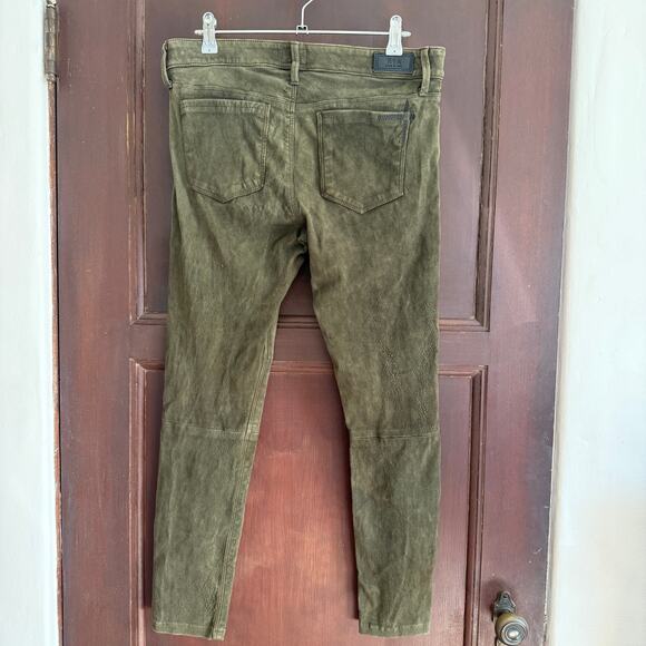 RTA | Olive Green Stretch Lambskin Suede Stretch Leather Skinny Jeans Pants | 26 - Picture 2 of 9